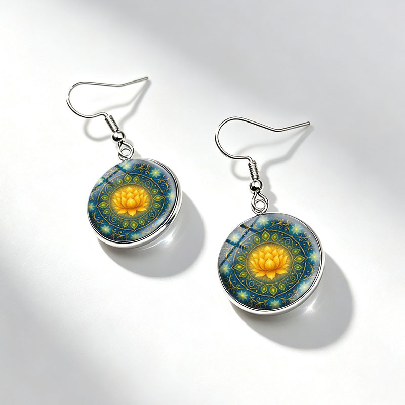 3pcs Bohemian Mandala Necklace & Earrings Jewelry Set